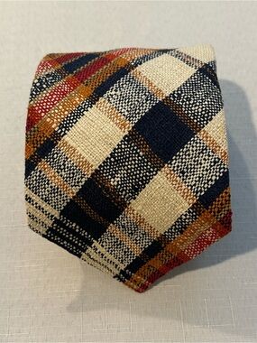 Vintage Briar Plaid Silk Wide Tie 70s Retro
